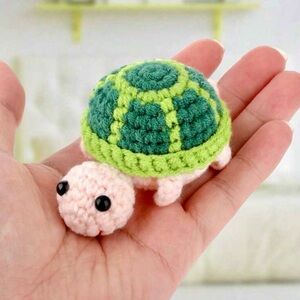 Handmade Crochet Emotional Support Turtle w/ “You’re Turtle-y Awesome” Card NEW